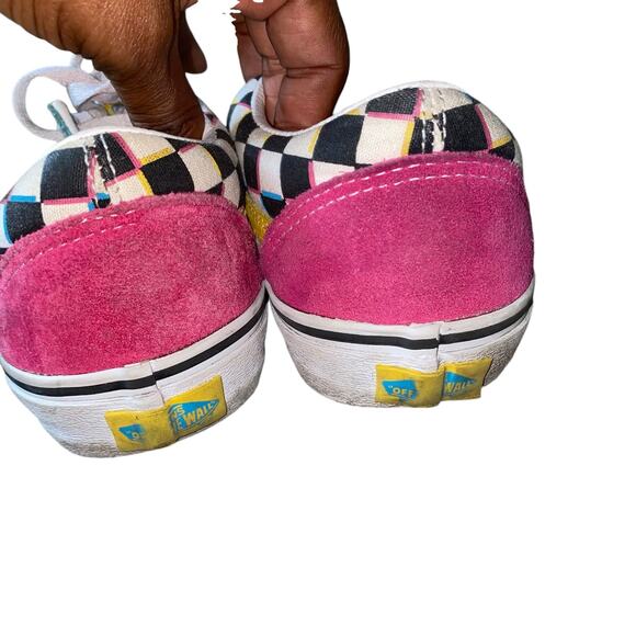 Vans Off the Wall Old Skool Crazy Check Neon Sneakers Mens 6.5 Womens 8 - Picture 12 of 15